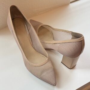 Marc Fisher Beige Mesh Block Heels